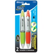 BAZIC 2 in 1 Ballpoint Pen &amp; Fluorescent Highlight