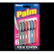 BAZIC Palm Mini Ballpoint Pen w/ Key Ring (6/Pack)
