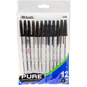 BAZIC Black Stick Pen (12/Pack)