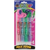 BAZIC 4-Color Neck Pen w/ Cushion Grip (3/Pack)