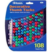 BAZIC Assorted Color Decorative Thumb Tack (108/Pa