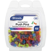 BAZIC Assorted Color Push Pins (100/Pack)