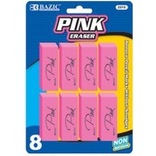 BAZIC Pink Wedge Eraser (8/Pack)