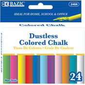 BAZIC Dustless Assorted Color Chalk (24/Box)