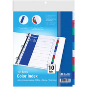BAZIC 3-Ring Binder Dividers With 10-Color Tabs