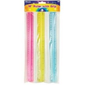 BAZIC 12" (30cm) Ruler w/ Handle Grip (3/Pack)