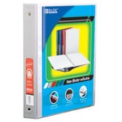 BAZIC 1" White PVC 3-Ring View Binder