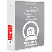 BAZIC 1.5" White PVC 3-Ring View Binder 2-Pocket