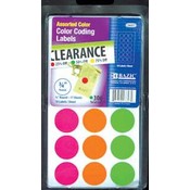 BAZIC Assorted Color 3/4" Round Label (306/Pack)