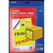 BAZIC 8.5" X 11" Full Sheet  Multipurpose Labels