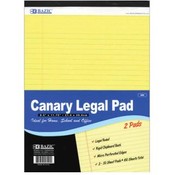 BAZIC 50 Ct. 8.5" X 11.75" Canary Legal Pad (2/Pac