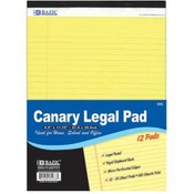 BAZIC 8.5" X 11.75" Canary Perforated Legal Pad