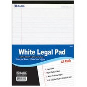 BAZIC 8.5" X 11.75" White Perforated Legal Pad