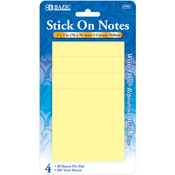 BAZIC 50 Ct. 3" X 3" Yellow Stick On Note (4/Pack)