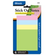 BAZIC 50 Ct. 3" X 3" Stick On Notes  (4/Pack)