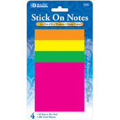 BAZIC 40 Ct. 3" X 3" Neon Stick On Notes (4/Pack)