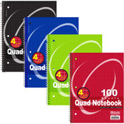 BAZIC 100 Count Quad-Ruled 4-1" Spiral Notebook