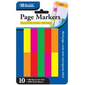 BAZIC 100 Ct. 0.5" X 1.75" Neon Page Marker