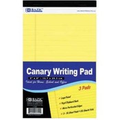 BAZIC 50 Ct. 5" X 8" Canary Jr. Legal Pad (3/Pack)