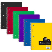 BAZIC C/R 120 Ct. 3-Subject Spiral Notebook