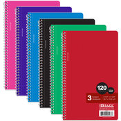 BAZIC C/R 150 Ct. 9.5" X 6" 3-Sub Spiral Notebook