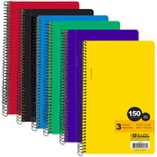 BAZIC W/R 150 Ct. 9.5" X 6" 3-Sub Spiral Notebook