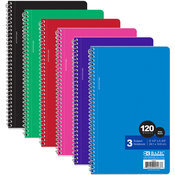 BAZIC W/R 150 Ct. 9.5" X 6" 3-Sub Spiral Notebook