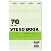 BAZIC 80 Ct. 6" X 9" Grn Tint Gregg Ruled Steno Bk