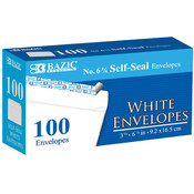 BAZIC #6 Peel &amp; Seal White Envelope (100/Pack)