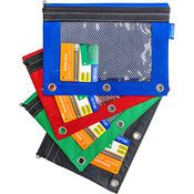 BAZIC 3-Ring Pencil Pouch w/ Mesh Window