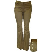 Beige Flared Leg Pattern Women's Pants