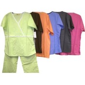 Women's Empire Waist Scrub Set with Contrast Trim