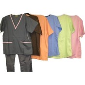 Missy Solid V Neck Scrub Set w/Contrast Trim