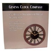 Geneva 15" Brown Weathered Metal Wall Clock