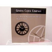 Geneva 15" Black Weathered Metal Wall Clock