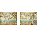 Set of 2 Porcelain Plate Birch Tree