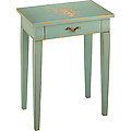 Blue Coral Side Table With Drawer, Coastal Surf Wo