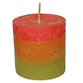 Pink/Orange/Green Trio 3" x 3" Round Pillar Candle