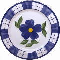 Blue Checkerboard Flower Melamine Dinner Plate