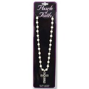 Crystal Cross Faux Pearl Necklace