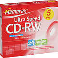 24x Ultra Speed Rewritable CD-RW for Data - 5-pack