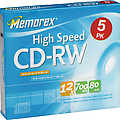 12x High-Speed Rewritable CD-RW for Data - 5-pack