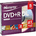 8x Double Layer Write-Once DVD+R 5 Pack Slim cases