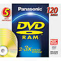 Rewritable DVD-RAM Disc without Cartridge - 5-pack