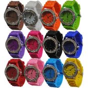 Silicone Rhinestone Face Watches(Case of 24)