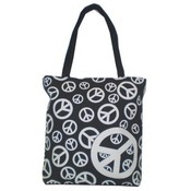 Medium Black &amp; White Peace Tote