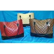 Large Leather Like Quilted Tote Bag