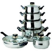 12 Piece Stainless Steel Cooking Set W/ Glass Lids