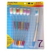 7 PK Toothbrush Set With Clear Rubber Grip Handle