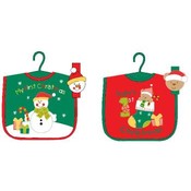 Christmas bib w/wrist rattle